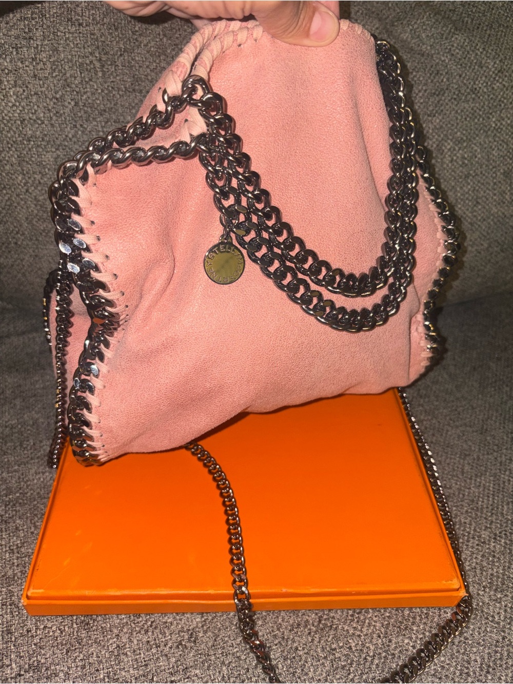 Stella McCartney Blush Pink Suede-Look Chain Shoulder Bag mini - Picture 2 of 15